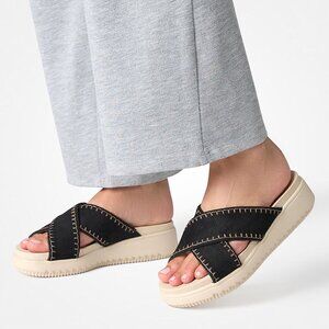 Paul Green SUPER SOFT Rivers Slide Sandals US Size 7 Black Grained Leather Comfy